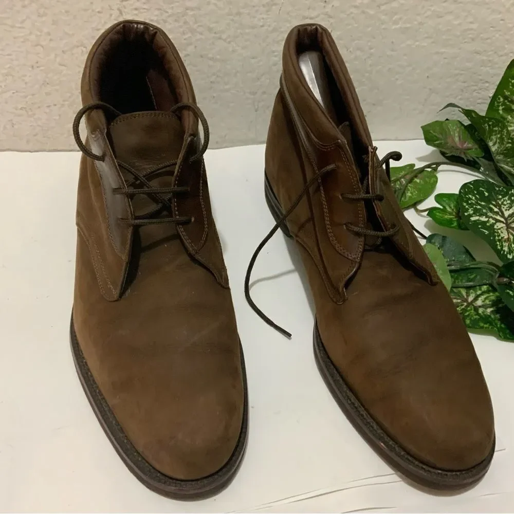 JOHNSTON & MURPHY Chukka Casual Ankle Boots Brown Nubuck Leather Shoes Lace Up